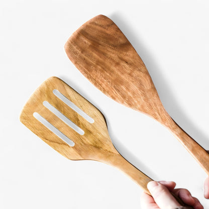 Teak Wood Kitchen Utensil Set with Holder 9 Piece Cooking Tools
