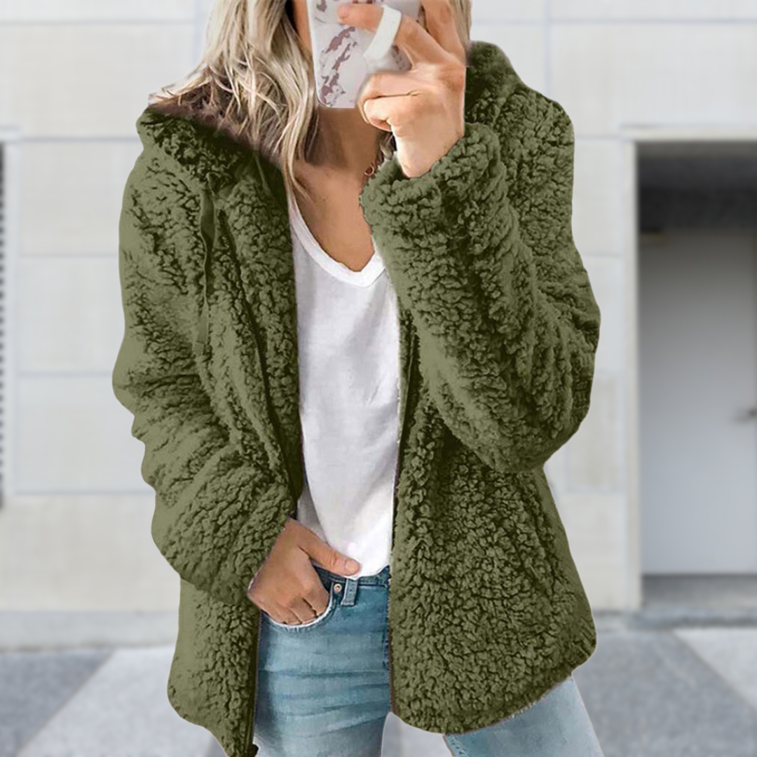 Teddy Fleece Vest with Hood, Zip Front, Spacious Pockets and Oversized Fit