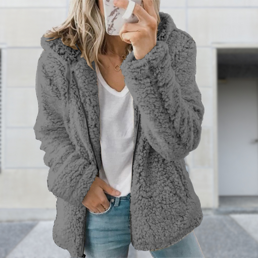Teddy Fleece Vest with Hood, Zip Front, Spacious Pockets and Oversized Fit