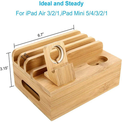 Tekavo Bamboo Charging Station 5 Port USB Organizer Dock