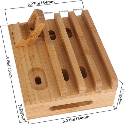Tekavo Bamboo Charging Station 5 Port USB Organizer Dock