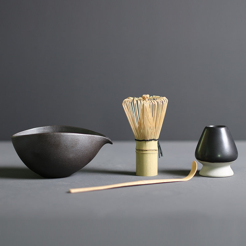 TenchaTime Complete Matcha Set with Bamboo Whisk and Ceramic Bowl