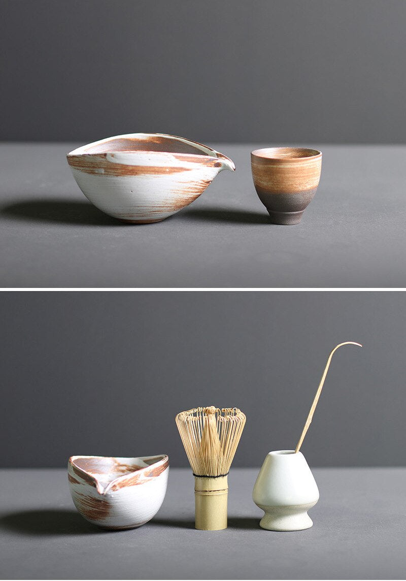 TenchaTime Complete Matcha Set with Bamboo Whisk and Ceramic Bowl