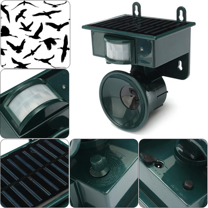 TerraGuard Solar Bird Repeller with PIR Motion Sensor and Sound Deterrent