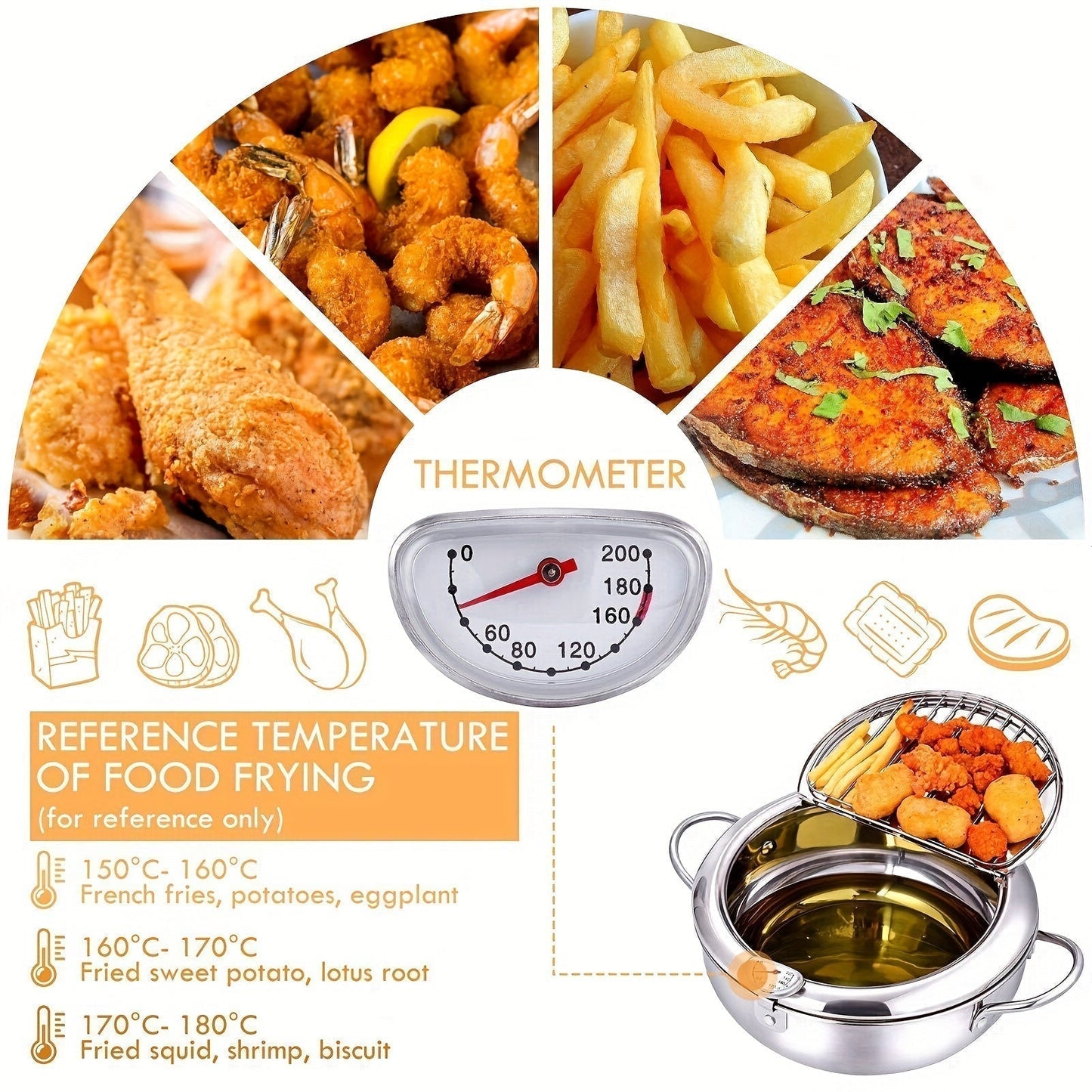 ThermaFryer Stainless Steel Deep Fryer with Temperature Control (2.2L)