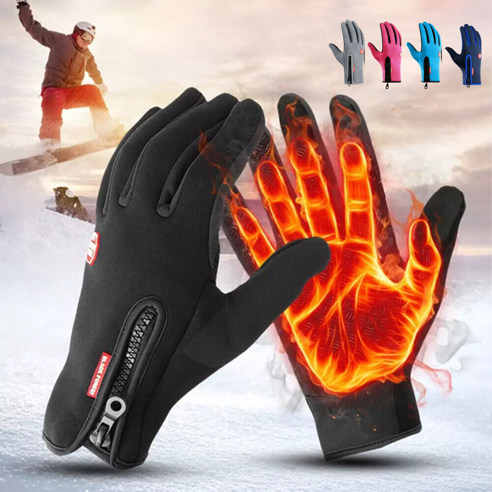 Guantes térmicos calefactables con dedos táctiles, para invierno, agarre antideslizante y correa ajustable