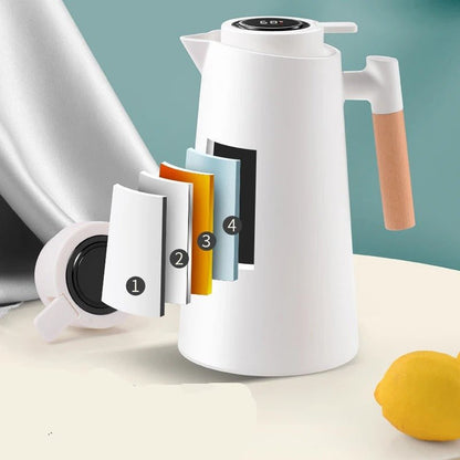 ThermoWood Insulated Thermos Jug with Temperature Display