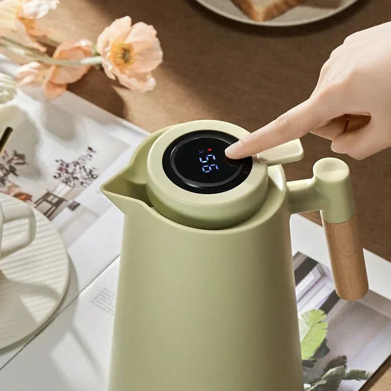 ThermoWood Insulated Thermos Jug with Temperature Display