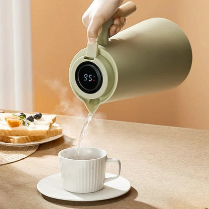 ThermoWood Insulated Thermos Jug with Temperature Display