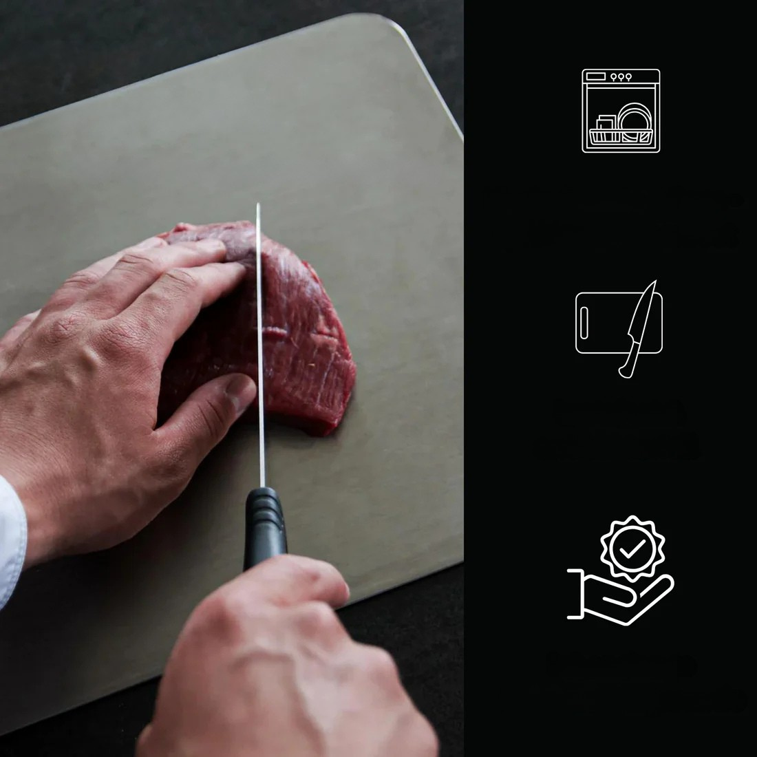 Thick Titanium Cutting Board with Non-Porous Surface