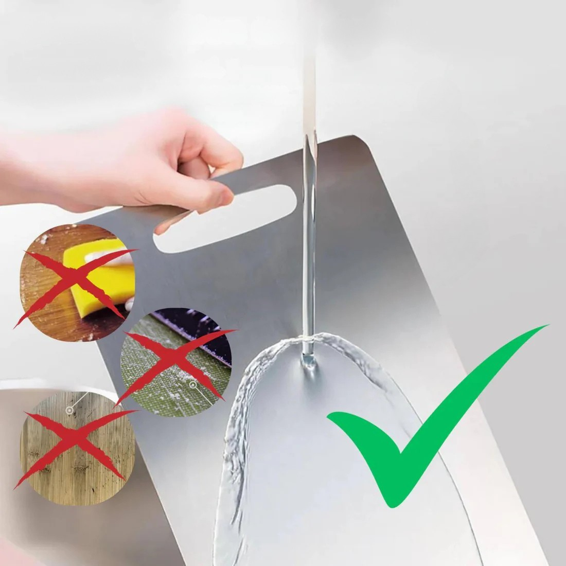 Thick Titanium Cutting Board with Non-Porous Surface
