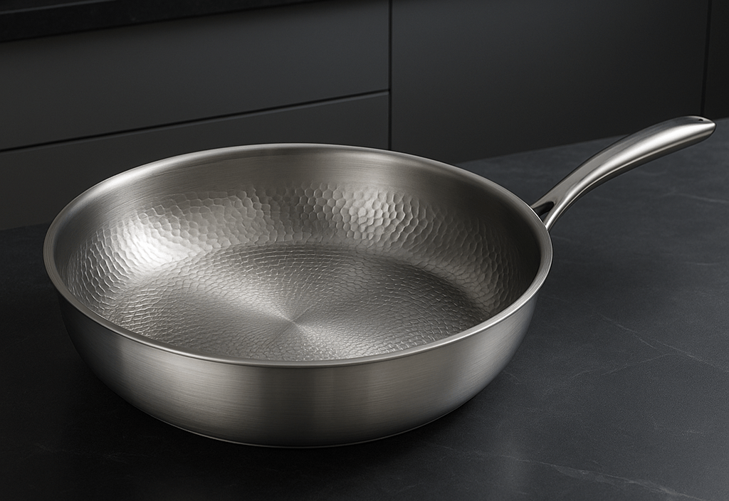 Titanium Non-Coated Frying Pan with Multi-Layer Construction for All Hobs
