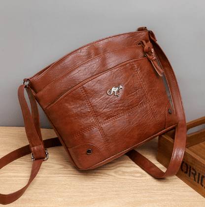 Toli Vintage Leather Shoulder Bag with Spacious Organized Design