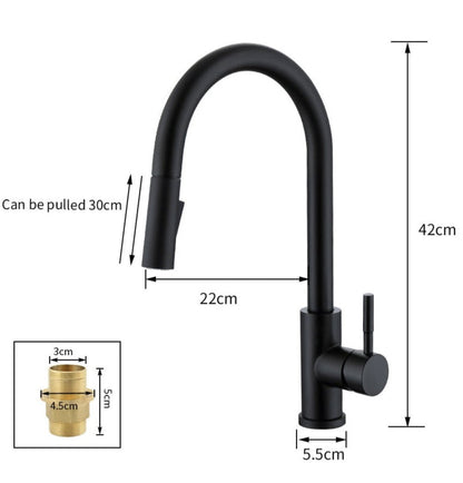 TouchTech Pull Out Kitchen Tap Sensor Touchless Brass Faucet