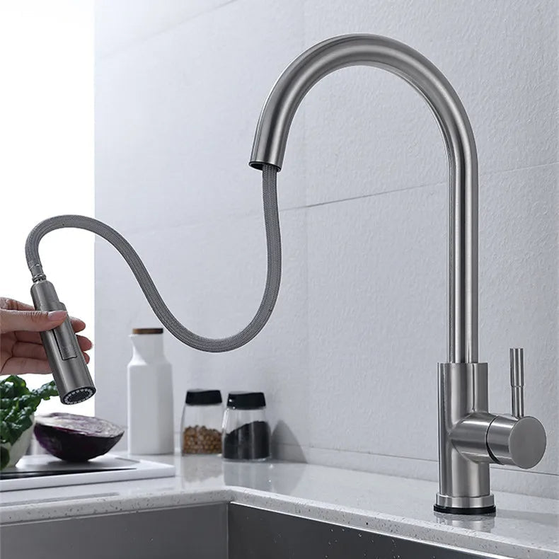 TouchTech Pull Out Kitchen Tap Sensor Touchless Brass Faucet