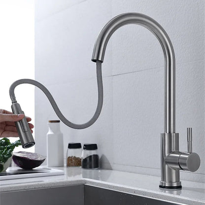 TouchTech Pull Out Kitchen Tap Sensor Touchless Brass Faucet