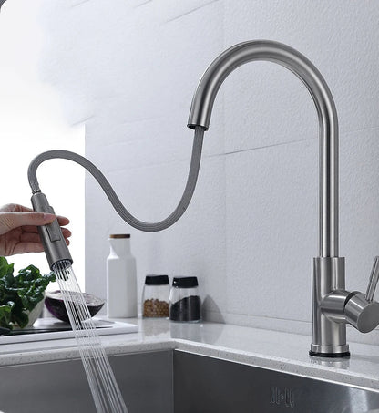 TouchTech Pull Out Kitchen Tap Sensor Touchless Brass Faucet