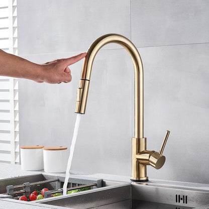 TouchTech Pull Out Kitchen Tap Sensor Touchless Brass Faucet