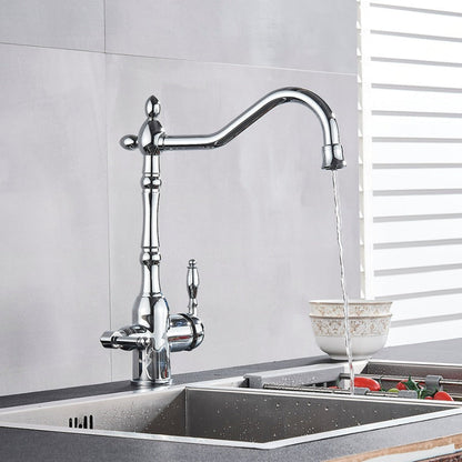 Traditional Kitchen Mixer Tap with 360 Degree Swivel Spout and Durable Brass Design