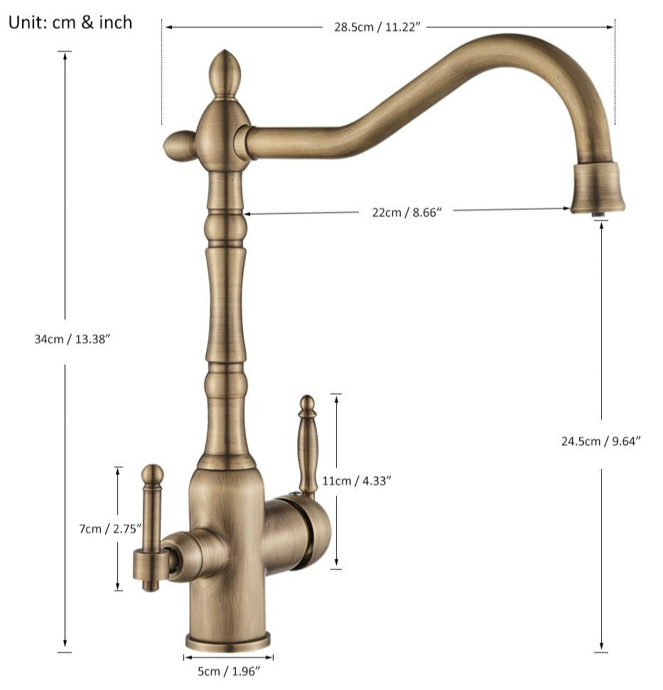Traditional Kitchen Mixer Tap with 360 Degree Swivel Spout and Durable Brass Design