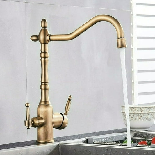 Traditional Kitchen Mixer Tap with 360 Degree Swivel Spout and Durable Brass Design