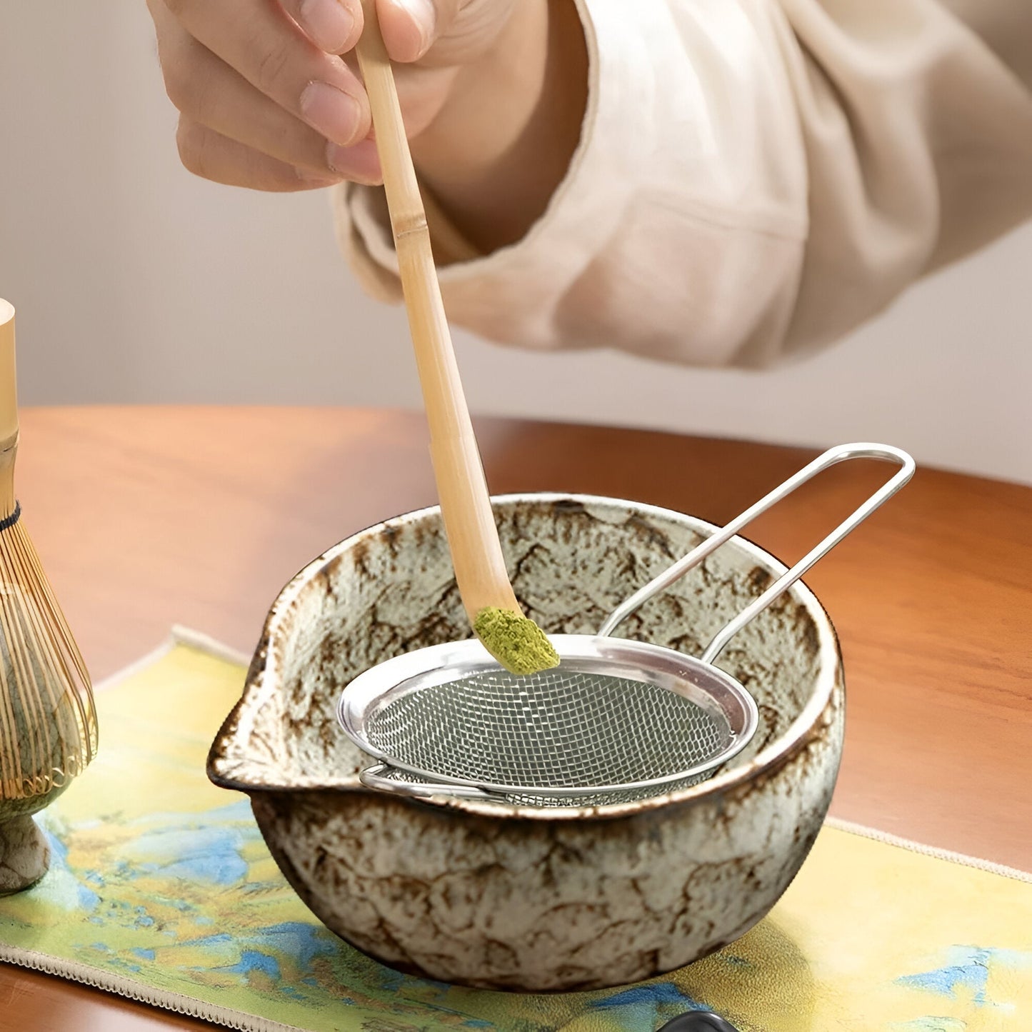 Traditional Matcha Tea Set 6 Piece Bamboo and Ceramic Kit