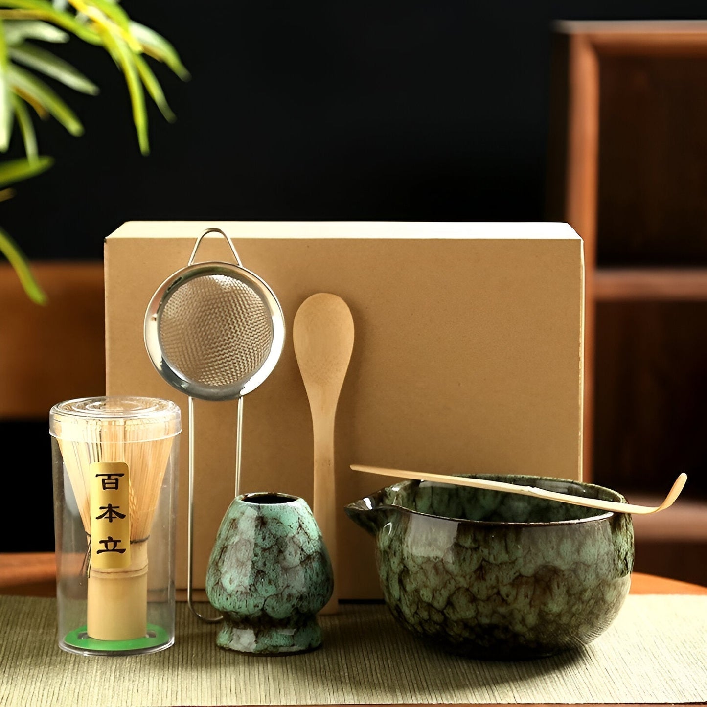 Traditional Matcha Tea Set 6 Piece Bamboo and Ceramic Kit