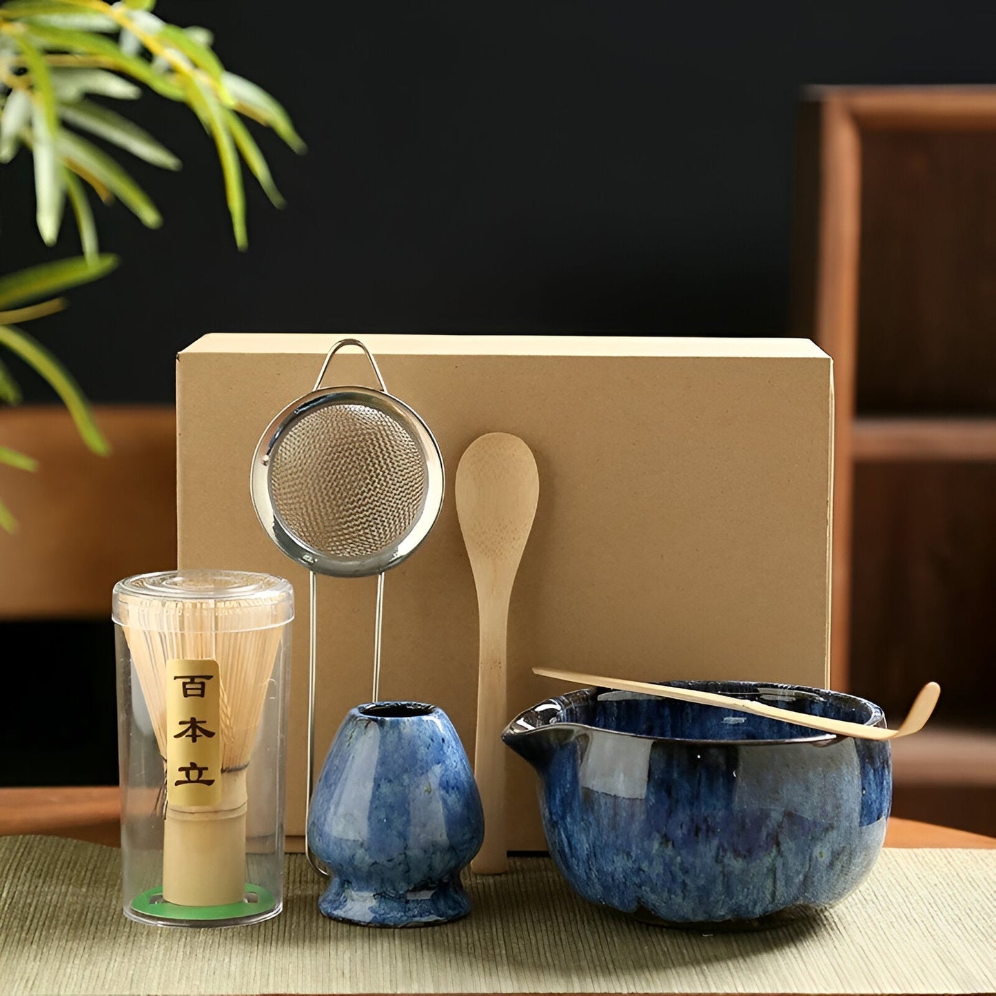 Traditional Matcha Tea Set 6 Piece Bamboo and Ceramic Kit