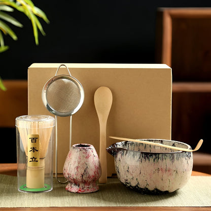 Traditional Matcha Tea Set 6 Piece Bamboo and Ceramic Kit