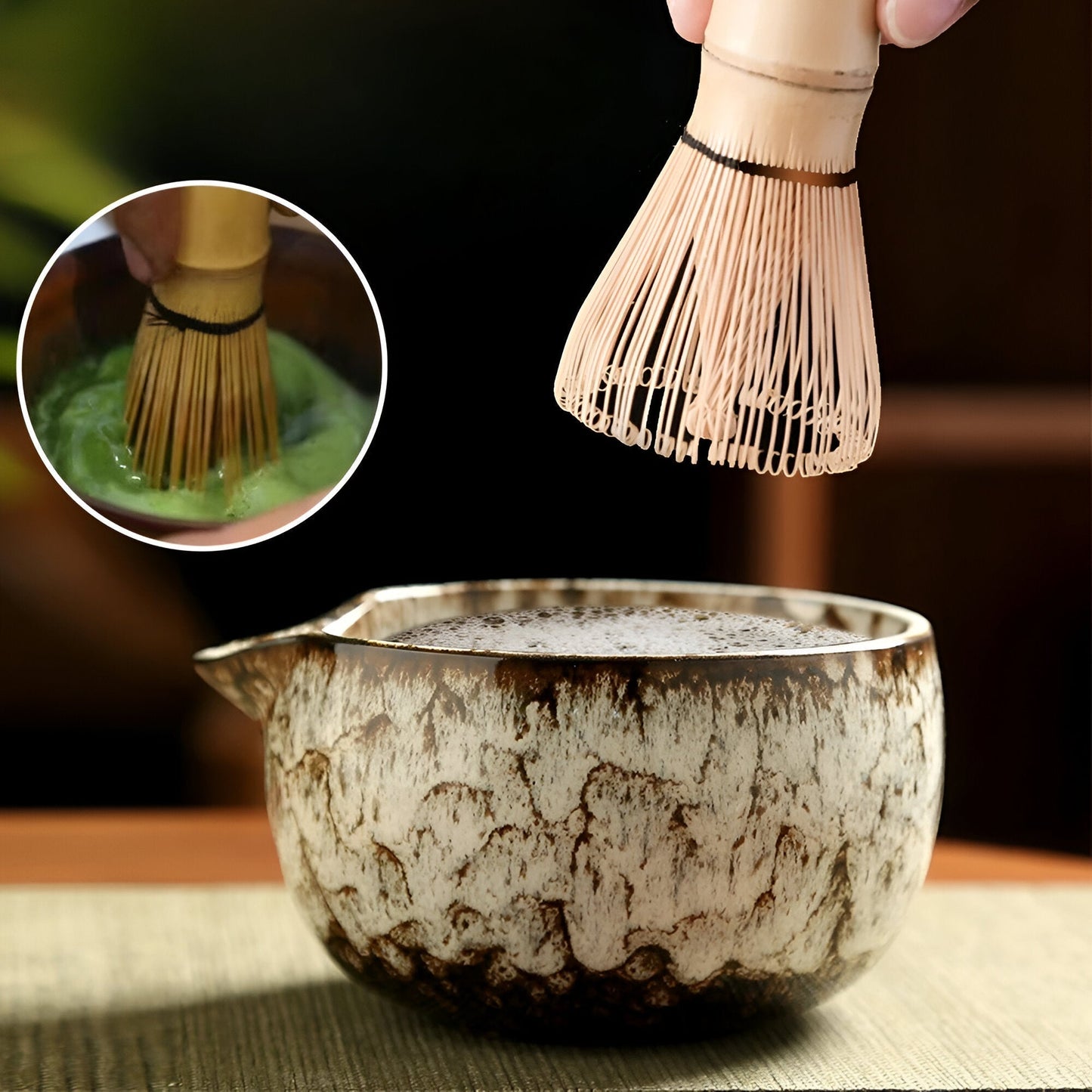 Traditional Matcha Tea Set 6 Piece Bamboo and Ceramic Kit