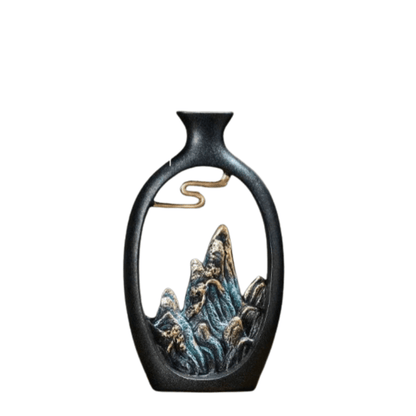 TranquilPeak Ceramic Mountain Vase in Matte Black