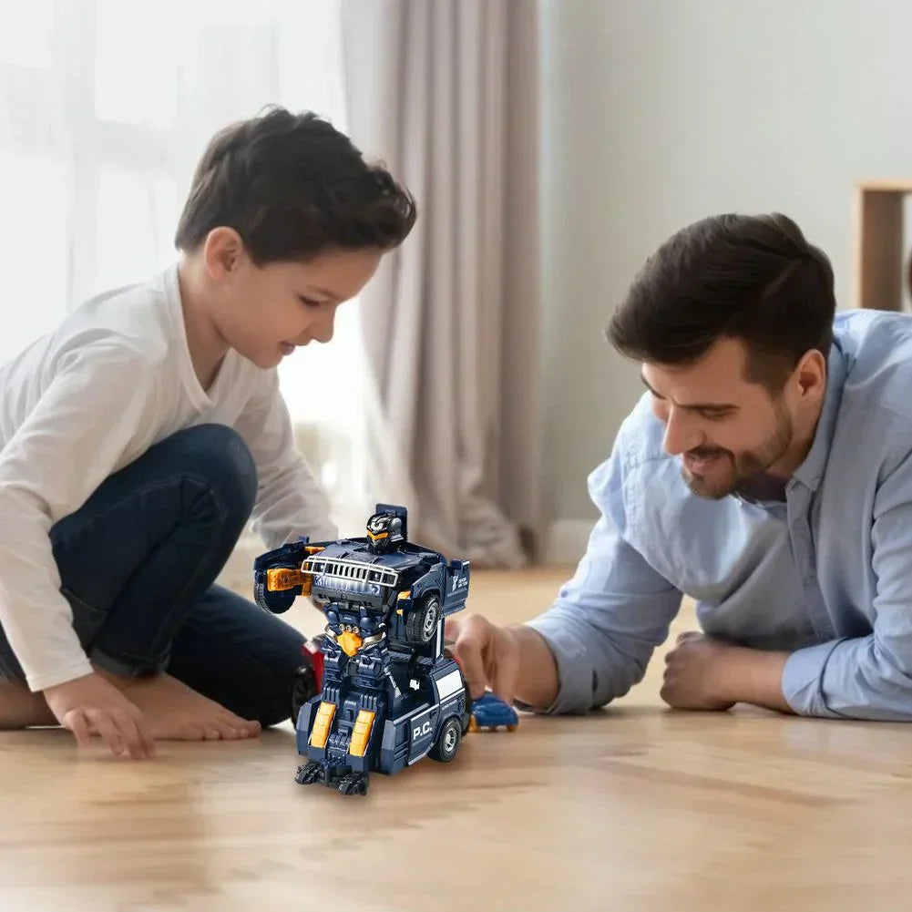 Transforming Robot Car 2 in 1 Police Car and Robot Toy with Lights and Sound