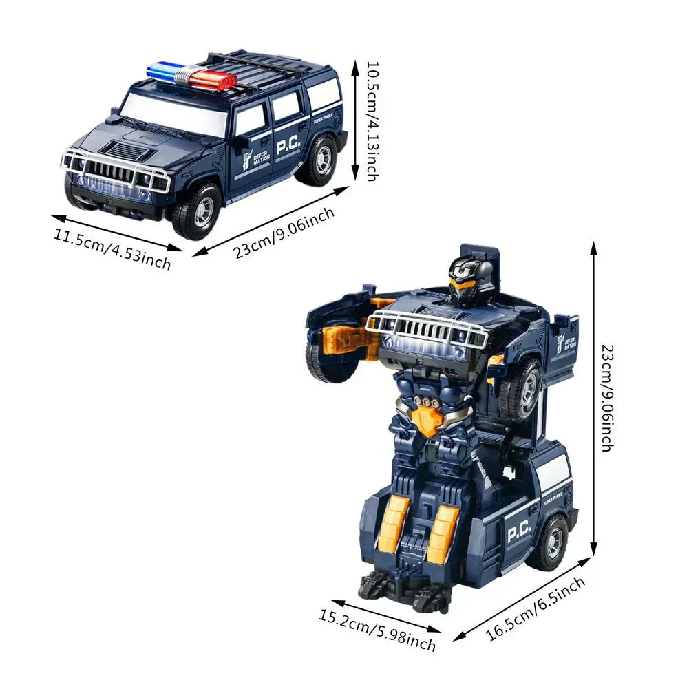 Transforming Robot Car 2 in 1 Police Car and Robot Toy with Lights and Sound