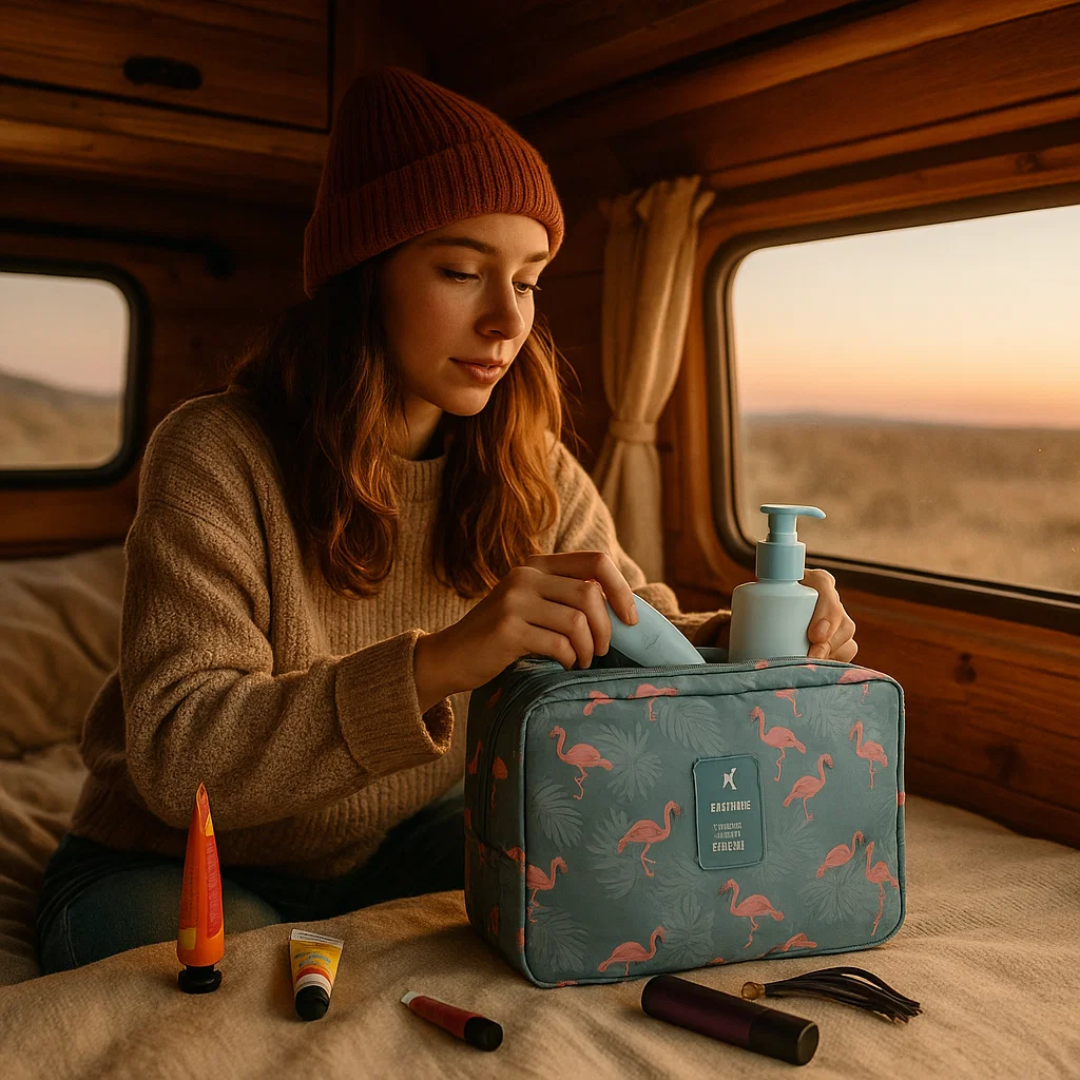TravelEase Water Resistant Toiletry Bag with Hanging Hook
