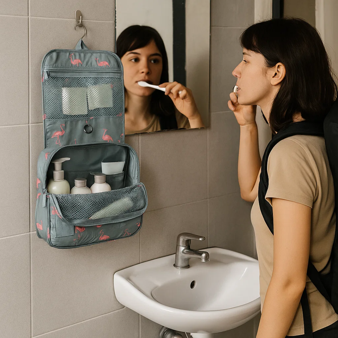 TravelEase Water Resistant Toiletry Bag with Hanging Hook