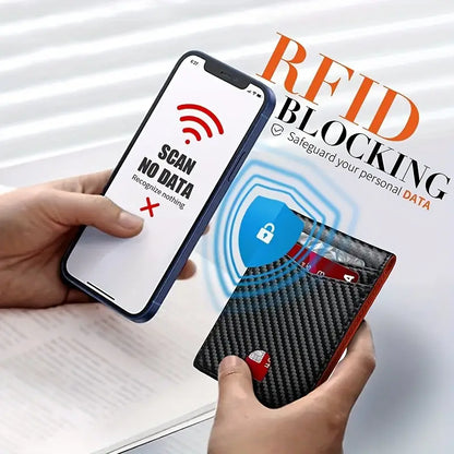 TravelPrime RFID Blocking Slim Travel Wallet Carbon Look Bi Fold