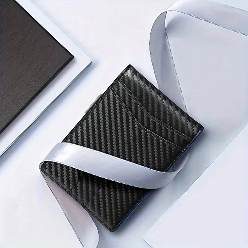 TravelPrime RFID Blocking Slim Travel Wallet Carbon Look Bi Fold
