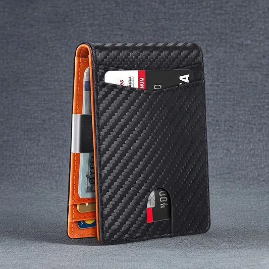 TravelPrime RFID Blocking Slim Travel Wallet Carbon Look Bi Fold