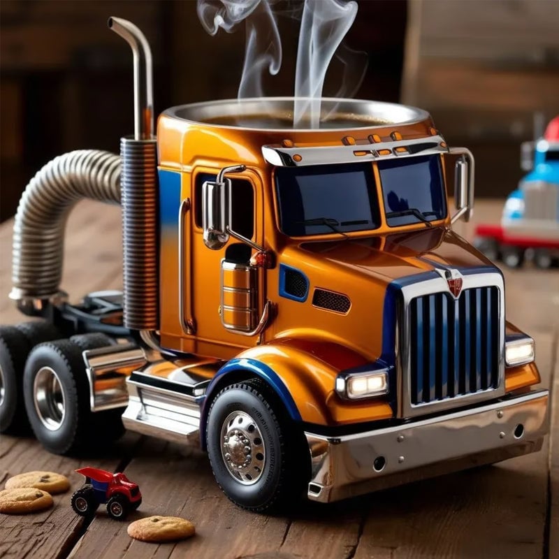 Truck Shaped Ceramic Coffee Mug Handcrafted Driver Gift