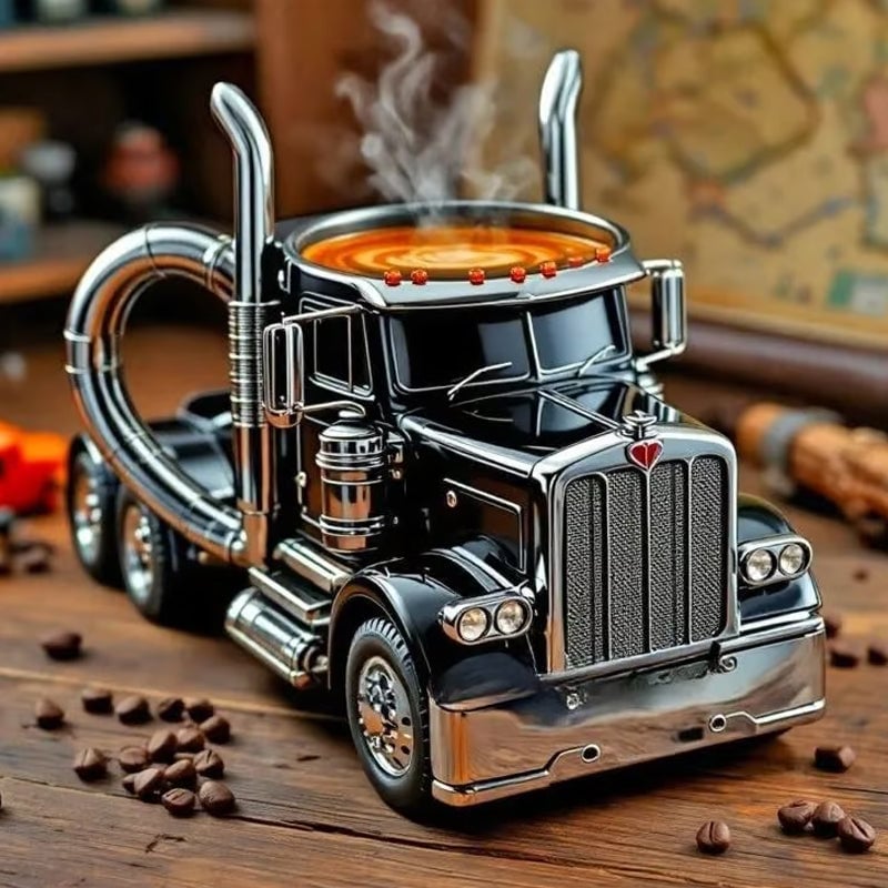 Truck Shaped Ceramic Coffee Mug Handcrafted Driver Gift