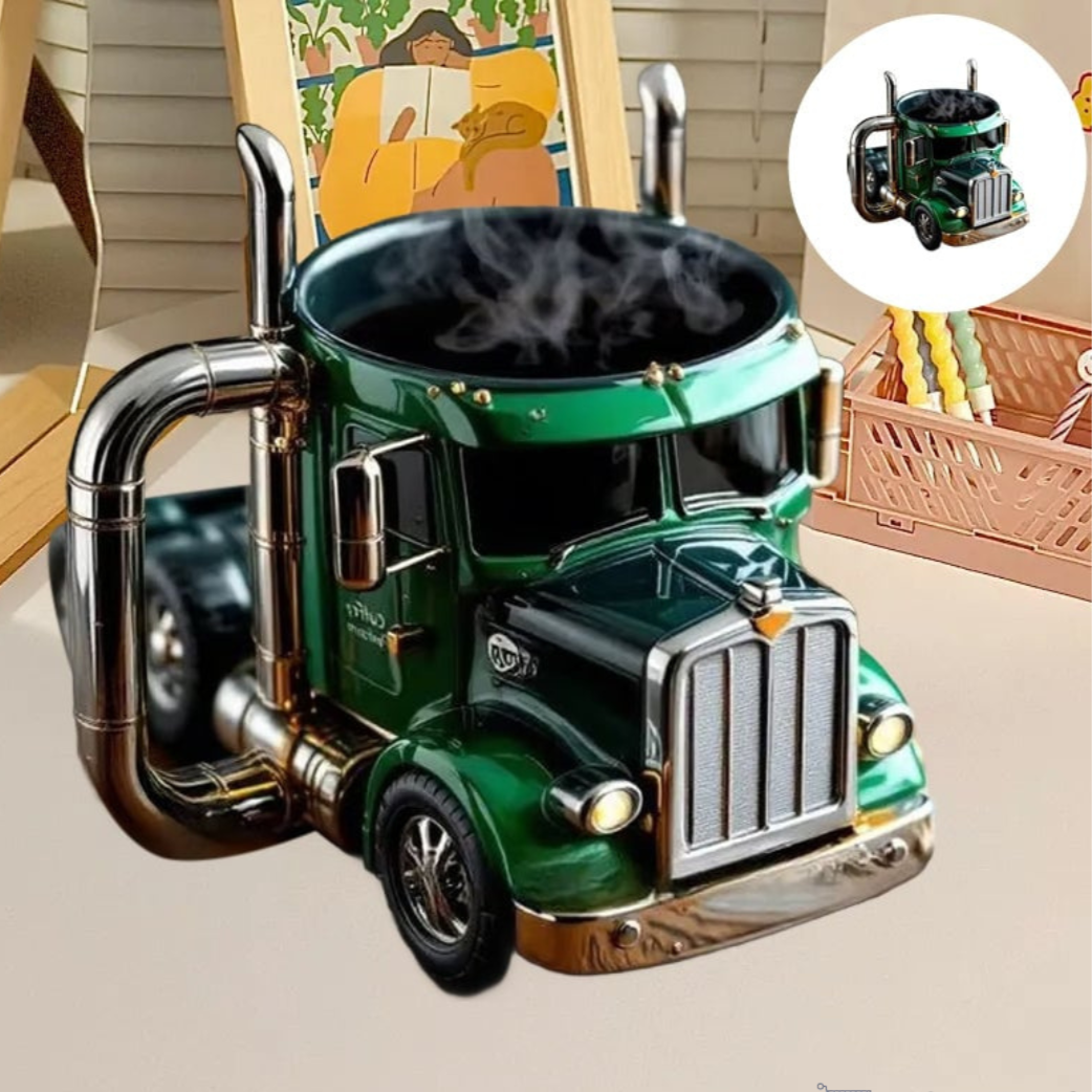 Truck Shaped Ceramic Coffee Mug Handcrafted Driver Gift