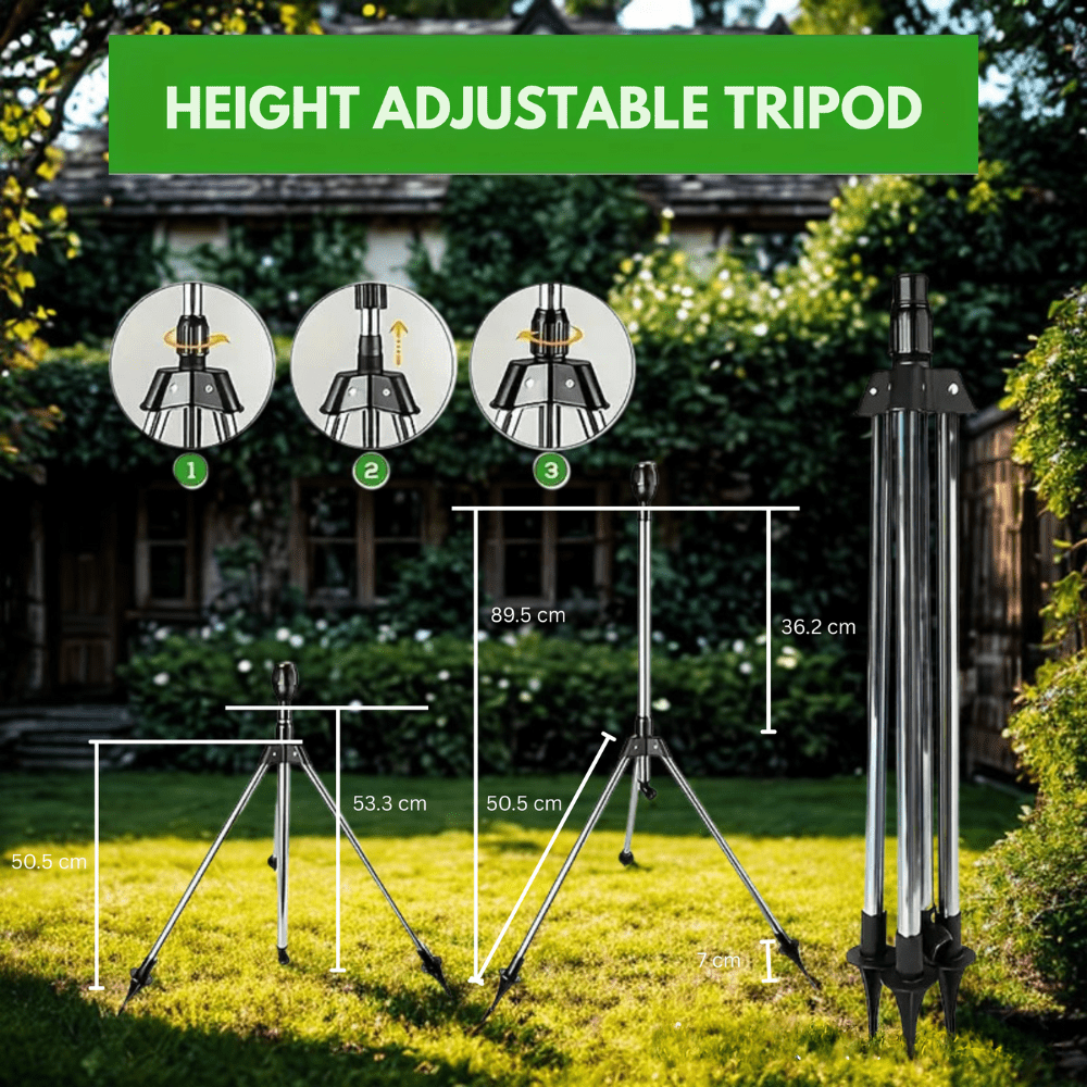 TurboSpray 360 Adjustable Garden Sprinkler Stainless Steel Rotating Lawn Watering System