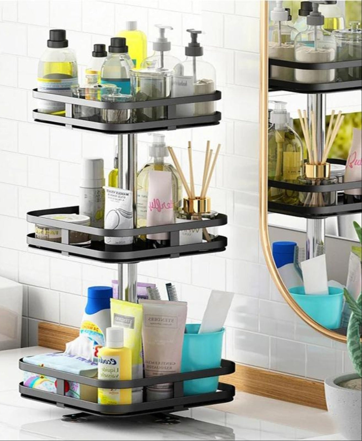 TwistRack 360 Rotating Storage Shelf with Adjustable Design for Space Saving Home Organization