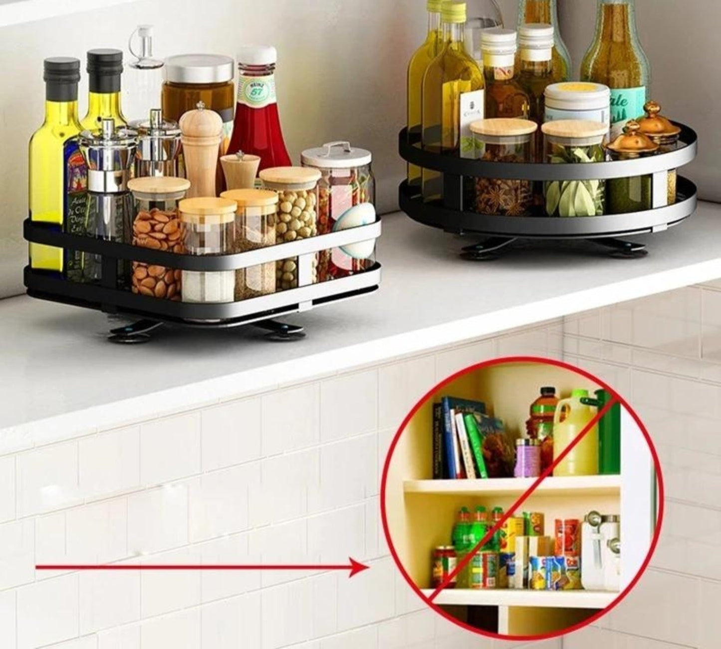 TwistRack 360 Rotating Storage Shelf with Adjustable Design for Space Saving Home Organization