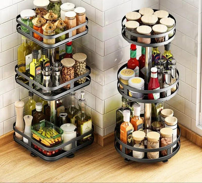 TwistRack 360 Rotating Storage Shelf with Adjustable Design for Space Saving Home Organization