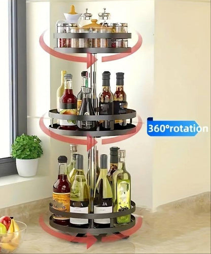 TwistRack 360 Rotating Storage Shelf with Adjustable Design for Space Saving Home Organization