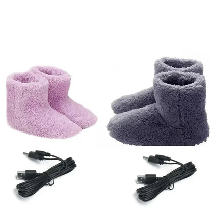 Zapatillas tipo bota calefactadas con USB, forro de felpa y forro polar, cobertura del tobillo y suelas de goma
