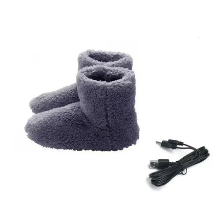 Zapatillas tipo bota calefactadas con USB, forro de felpa y forro polar, cobertura del tobillo y suelas de goma
