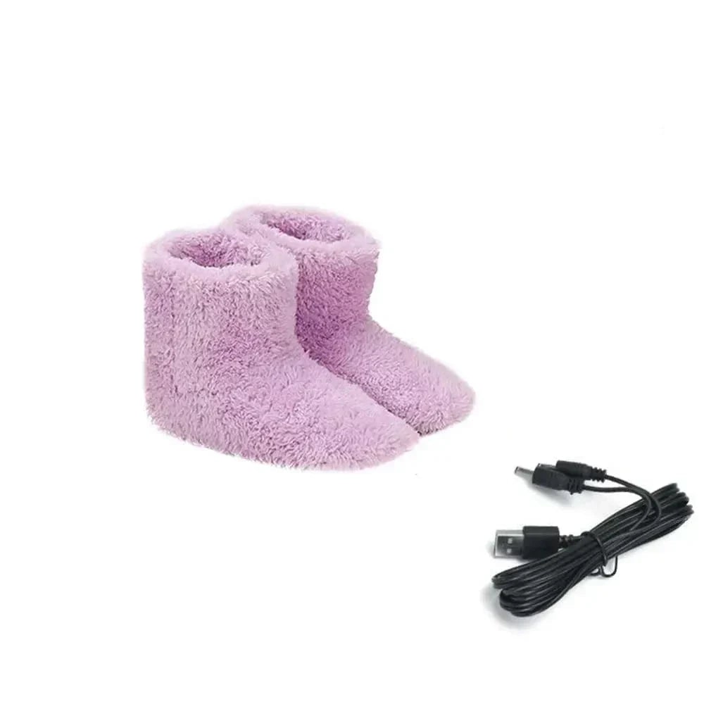 Zapatillas tipo bota calefactadas con USB, forro de felpa y forro polar, cobertura del tobillo y suelas de goma