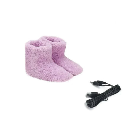 Zapatillas tipo bota calefactadas con USB, forro de felpa y forro polar, cobertura del tobillo y suelas de goma